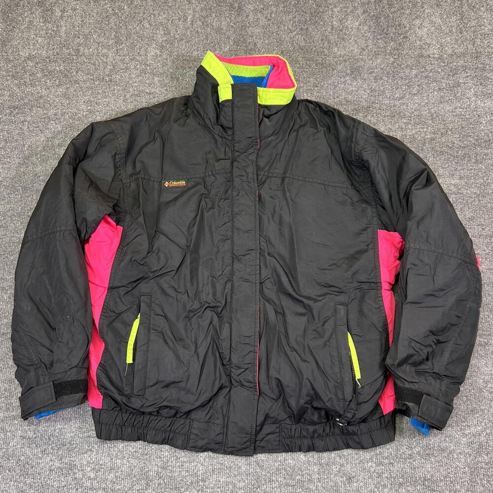 Vintage Columbia Bugaboo Jacket Womens XL Black 3-in-1 Fleece Liner USA Ski